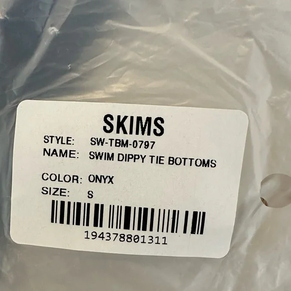 SKIMS Swim Dippy Tie Bottoms - Color Onyx - Size S - Picture 6 of 6